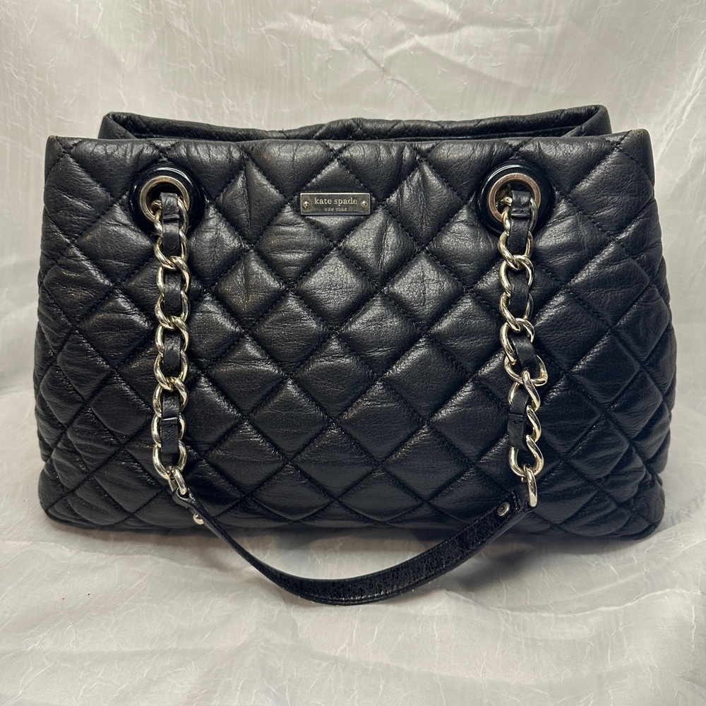 Kate Spade Quilted Black Large Shimmer Shoulder Bag/Tote